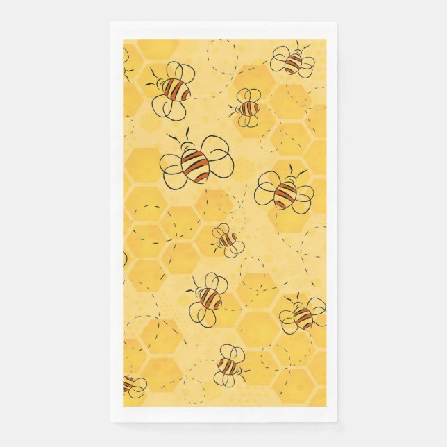 Servilleta De Papel Abeja Zumbando Abejas de Miel Lindas  (Anverso)