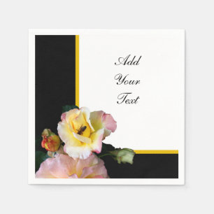 Servilleta De Papel Abejas con flores de rosas amarillas rosas