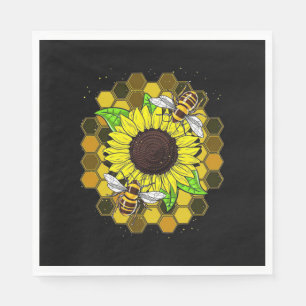 Servilleta De Papel Abejas de girasol hippie