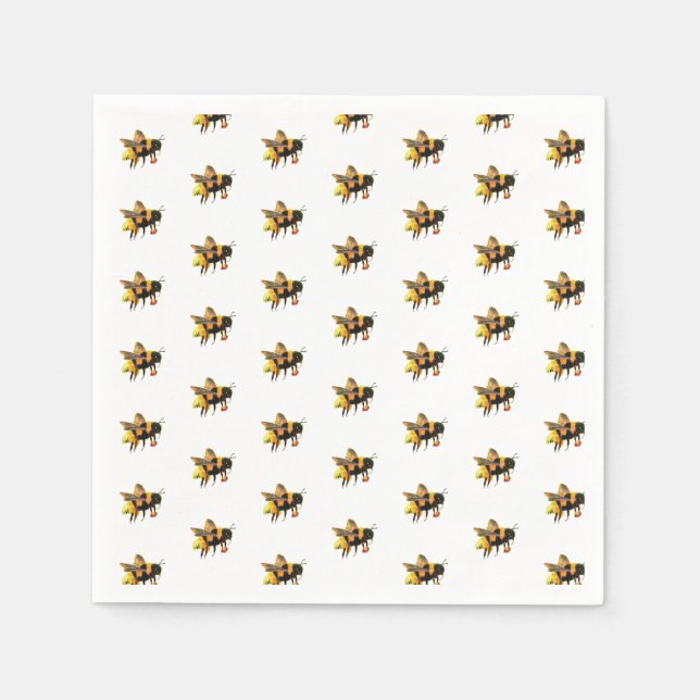 Servilleta De Papel Abejas que recolectan néctar y polen (Anverso)