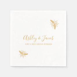 Servilleta De Papel Abejas y Boda del patrón de Honeycomb dorado