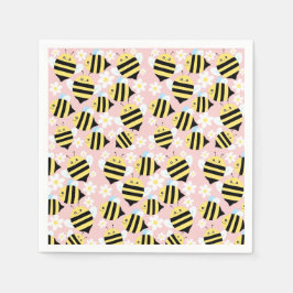 Servilleta De Papel Abejas Y Flores Blancas