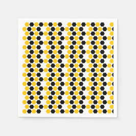 Servilleta De Papel Abejorro Negro Amarillo Geométrico Hexagrama Patró