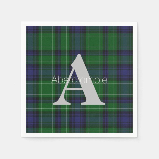 Servilleta De Papel Abercrombie Clan Plaid Monogram Napkins (Anverso)