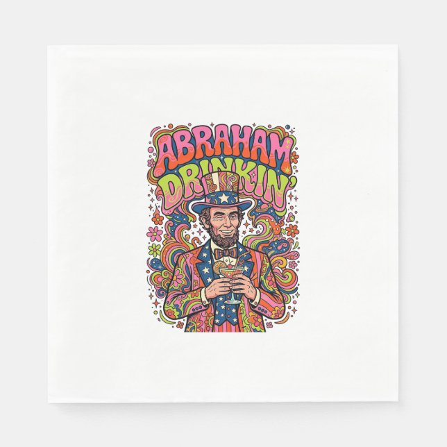 Servilleta De Papel Abraham Patriótico Bebiendo Retro (Anverso)