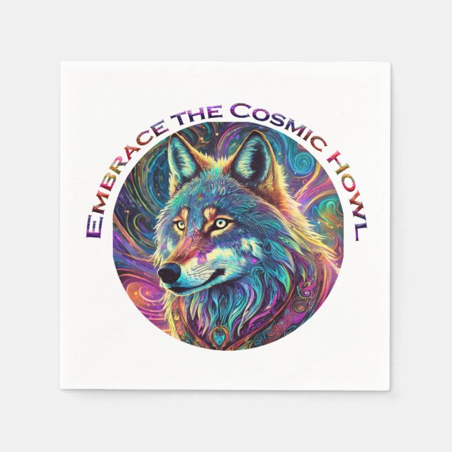 Servilleta De Papel Abraza al Lobo Cósmico (Anverso)