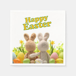 Servilleta De Papel Abrazando conejitos - Feliz Pascua