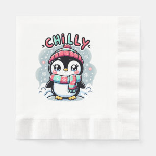 Servilleta De Papel Abrazo de bufanda nevada de pingüino helado