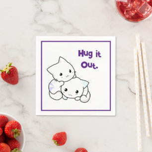 Servilleta De Papel Abrazo De Gatitos Personalizados, Amistad Con Gato