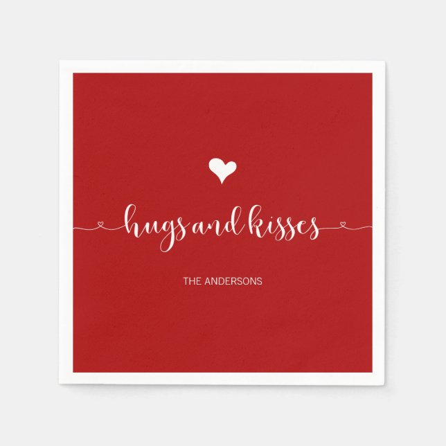 Servilleta De Papel Abrazos de papel El día de San Valentín y besos (Anverso)