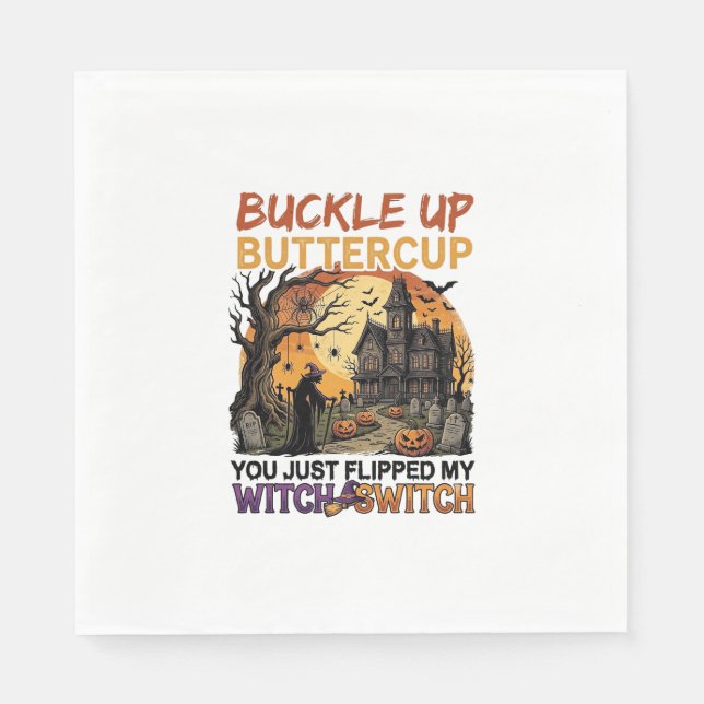 Servilleta De Papel Abróchense Buttercup Bruja Interruptor Halloween E (Anverso)