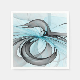 Servilleta De Papel Abstract Anthracite Gray Blue Modern Fractal Art