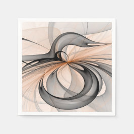 Servilleta De Papel Abstract Anthracite Gray Sienna Modern Fractal Art