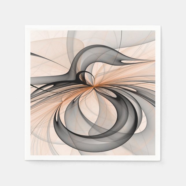 Servilleta De Papel Abstract Anthracite Gray Sienna Modern Fractal Art (Anverso)