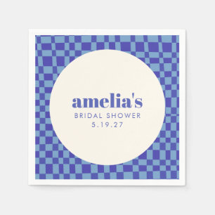Servilleta De Papel Abstract Cuadrícula Azul Bridal Shower Personaliza