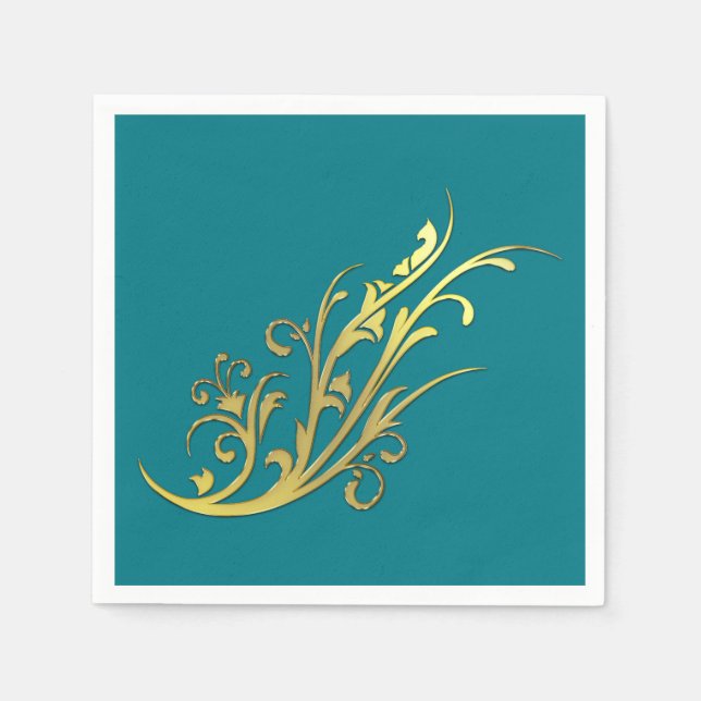 Servilleta De Papel Abstract Luxury Faux Gold Flower (Anverso)