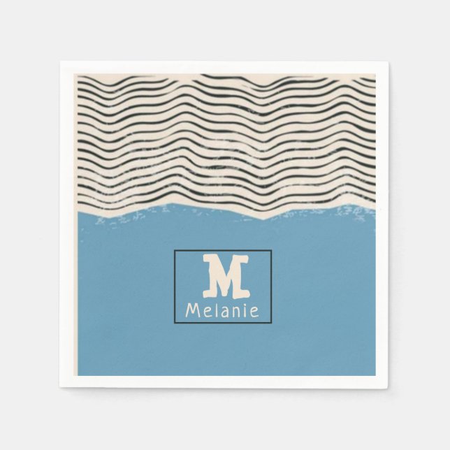 Servilleta De Papel Abstract minimalist artistic lines Monogram (Anverso)