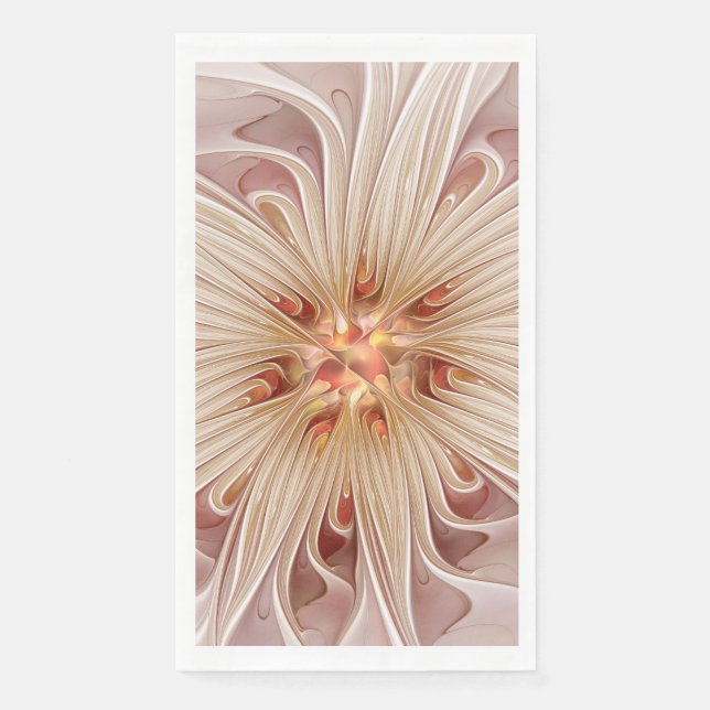 Servilleta De Papel Abstract Modern Peach Pastel Flower Fractal Art (Anverso)