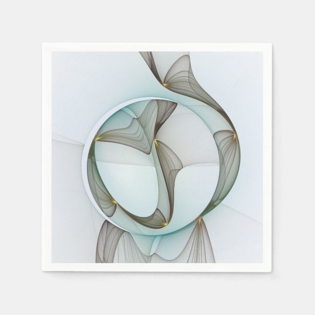 Servilleta De Papel Abstract Modern Turquoise Brown Gold Elegance (Anverso)