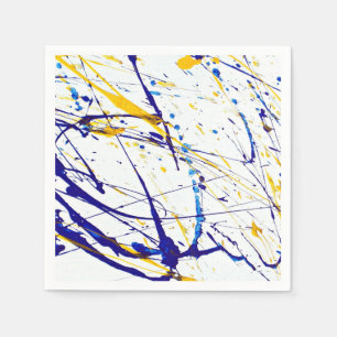 Servilleta De Papel Abstract Paint Splatt in Blue and Gold