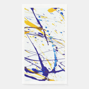 Servilleta De Papel Abstract Paint Splatt in Blue and Gold