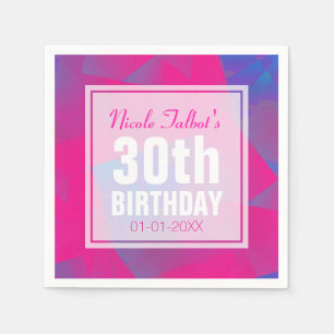 Servilleta De Papel Abstract Pink Blue 30th Birthday Paper Napkins