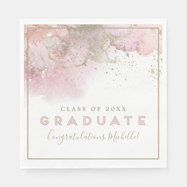 Servilleta De Papel Abstract Pink & Gold Graduate Paper Napkin (Anverso)