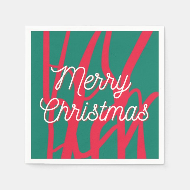 Servilleta De Papel Abstract Red Green Personalized Merry Christmas (Anverso)