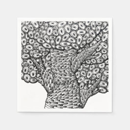 Servilleta De Papel Abstract Tree Drawing Oval Shapes Design