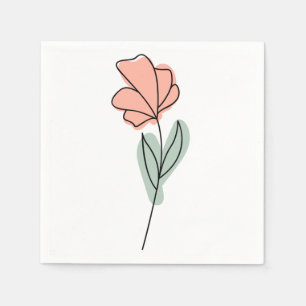 Servilleta De Papel Abstracto de flores Minimalistas reutilizables