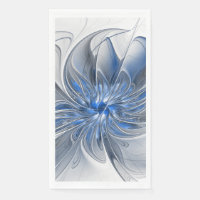 Abstracto Flor de arte fractal de color gris azul