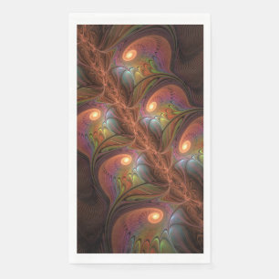 Servilleta De Papel Abstracto Fluorescente Colorido Marrón Fractal Tri