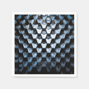 Servilleta De Papel Abstracto Futurista Azul Geométrico Metálico