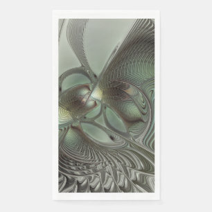 Servilleta De Papel Abstracto Olive Sage Green Grey Fractal Art Fantas