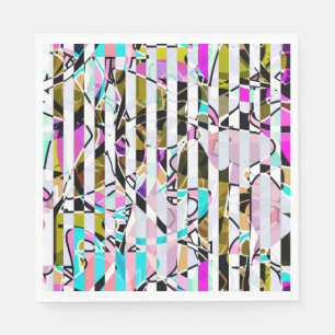 Servilleta De Papel Abstracto rayado rayas de tintas de color turquesa