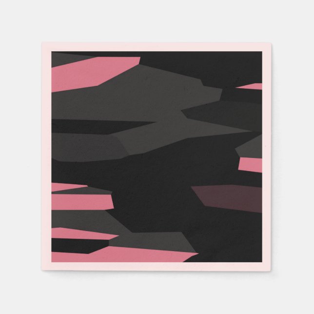 Servilleta De Papel abstracto rosa y negro (Anverso)
