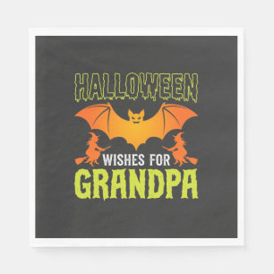 Servilleta De Papel Abuelo de Halloween Murciélago Bruja Deseos