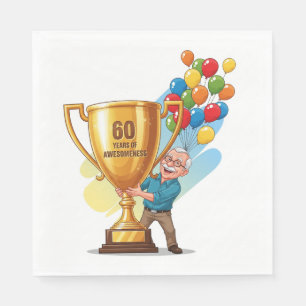 Servilleta De Papel Abuelo gracioso con trofeo de cumpleaños 60 gigant