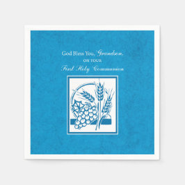 Servilleta De Papel Abuelo Primera Comunión Azul, Trigo, Uvas