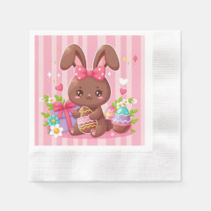 Servilleta De Papel Abundancia de Pascua de chocolate con rayas rosas