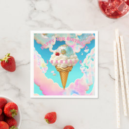 Servilleta De Papel Abundante crema de hielo rosa y azul Fiesta Cumple
