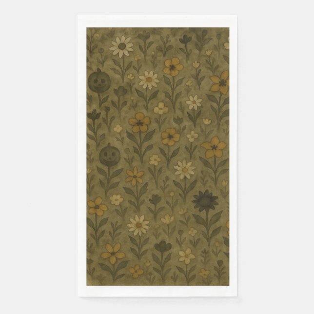 Servilleta De Papel Acá para la fiesta de Halloween "Boos" - Floral (Anverso)