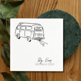 Servilleta De Papel Acabo de casar Doodle Car Boda de cóctel