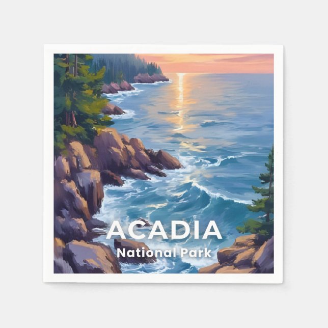 Servilleta De Papel Acadia National Park | Maine Painting Travel Art (Anverso)