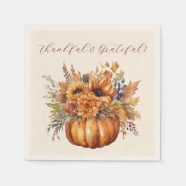 Servilleta De Papel Acción de Gracias- Calabaza con flores-