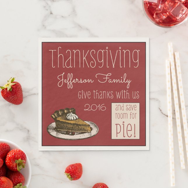 Servilleta De Papel ¡Acción de Gracias Personalizada con Pie! (In situ)