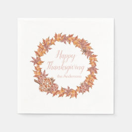 Servilleta De Papel Acción de Gracias Personalizada | Hojas de cascada