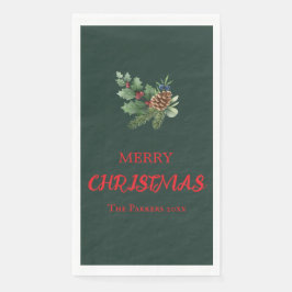 Servilleta De Papel Aceite rústico con bayas rojas y cono de pino