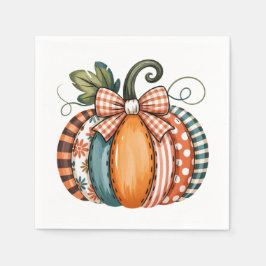Servilleta De Papel Acento caprichoso de otoño con lazo de gingham