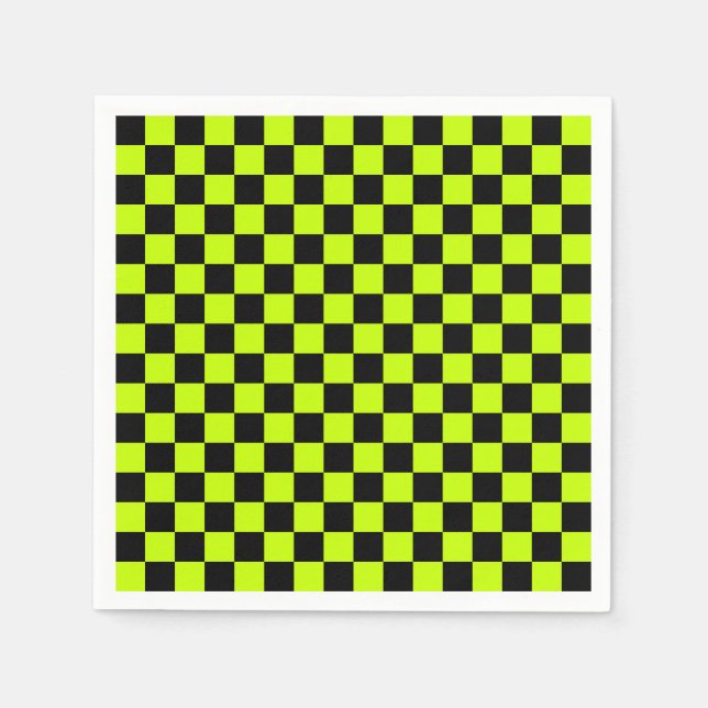 Servilleta De Papel Acid green black checkerboard pattern (Anverso)